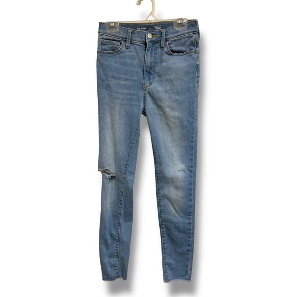 Old Navy Girls Jeans Extra High Rise Rockstar Jeggings Light Wash 12 360 Stretch - Picture 1 of 8